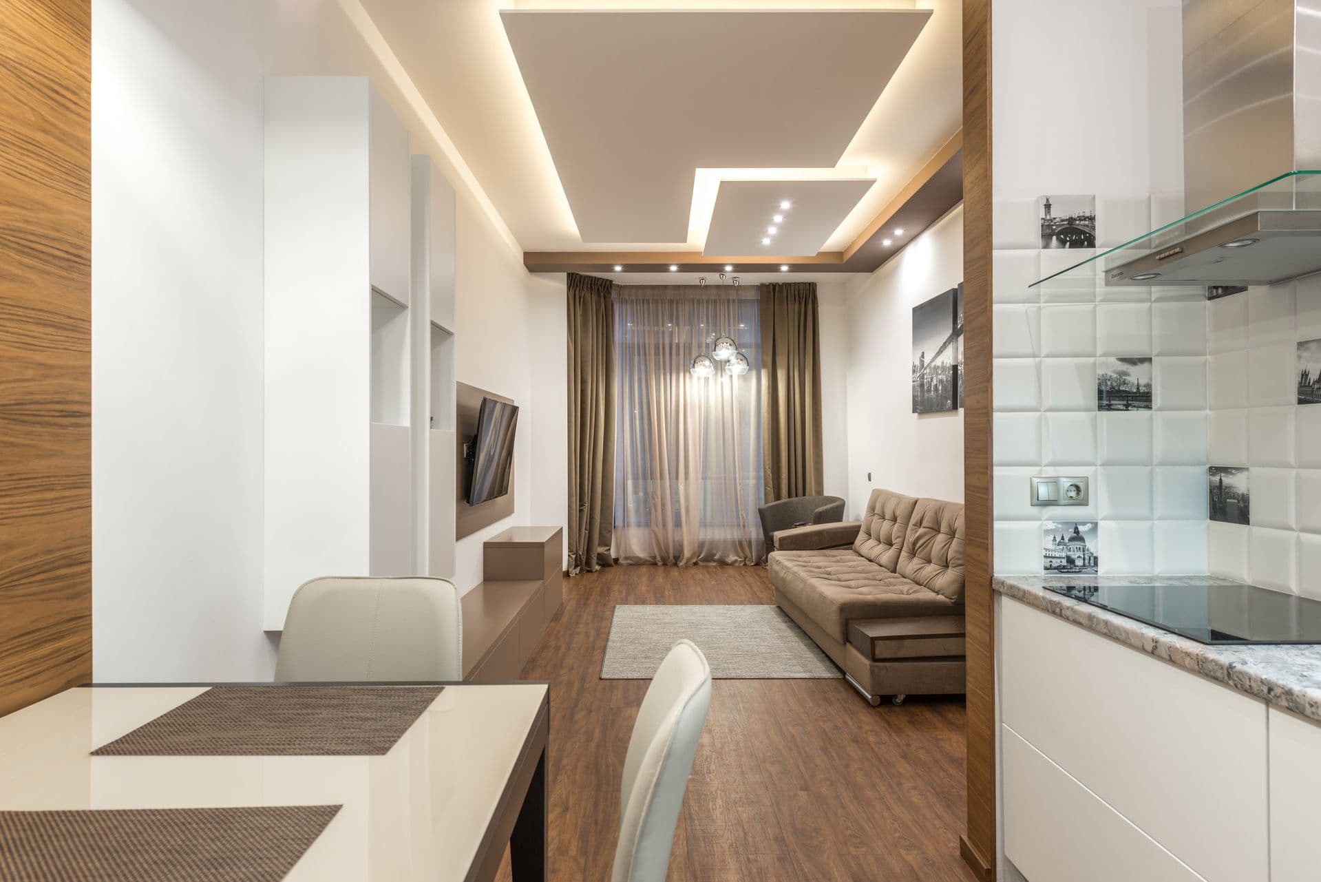 Gypsum false ceiling with architectural grid lines