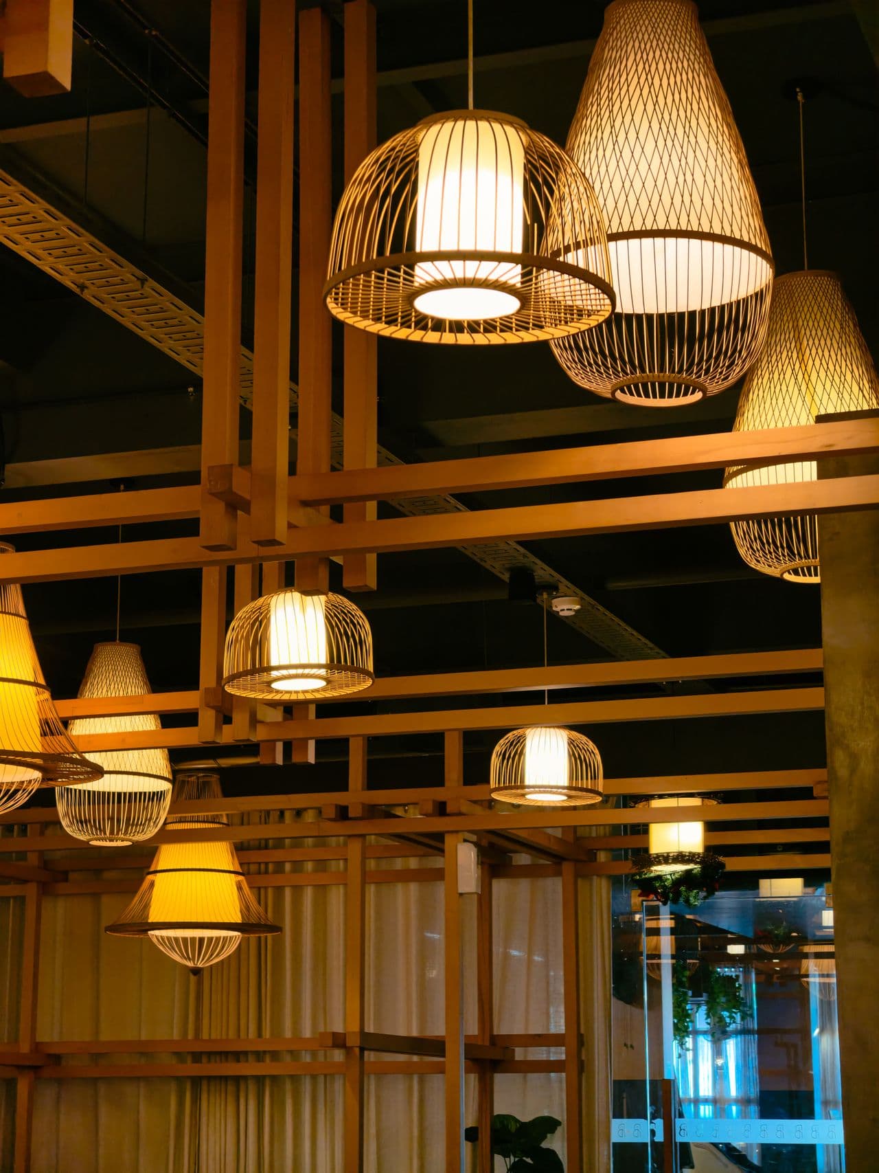 Elegant track lighting setup on structural beams